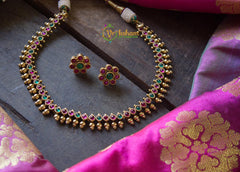 Gold look alike simple choker - Red-Green-G707