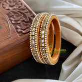 Kada Kundan Bangle-Square-WHITE-Pearl-G3676