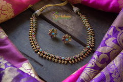 Gold look alike simple choker - Navratna-G709