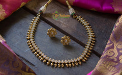 Gold look alike simple choker - Pearl-G710