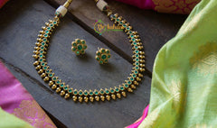 Gold look alike simple choker - Green-G711