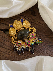 Precious Jadau Kundan Pendant -Black Stone Lakshmi -J1705