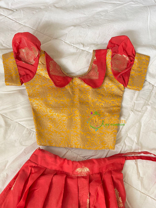 Yellow with Red Indian Traditional Girls Lehenga-VS1793