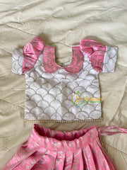 White with Baby Pink Indian Traditional Girls Lehenga-VS1796