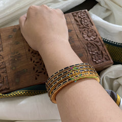 Single Line Kundan Bangle-Opaque- Black-G3608