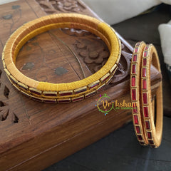 Single Line Kundan Bangle-Glossy- Maroon Red-G3607