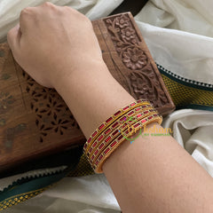 Single Line Kundan Bangle-Glossy- Maroon Red-G3607