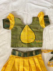 Yellow with Green Indian Traditional Girls Lehenga-VS1811