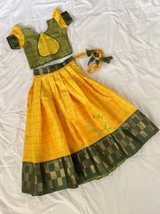 Yellow with Green Indian Traditional Girls Lehenga-VS1811