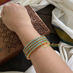 Single Line Kundan Bangle-Lines-Light Blue-Opaque-G3679