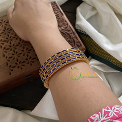 Single Line Kundan Bangle-Lines-Blue-Opaque-G3682