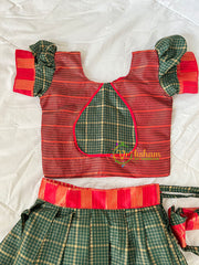 Dark Green with Red Indian Traditional Girls Lehenga-VS1807