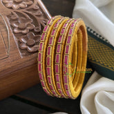 Single Line Kundan Bangle-Lines-Maroon red-Opaque-G3683