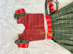 Dark Green with Red Indian Traditional Girls Lehenga-VS1807