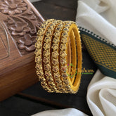 Single Line Kundan Bangle-Star-Gold Brown-Glossy-G3684