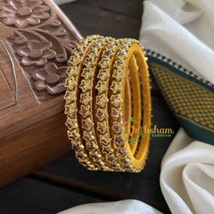 Single Line Kundan Bangle-Star-Gold Brown-Glossy-G3684