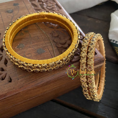 Single Line Kundan Bangle-Star-Gold Brown-Glossy-G3684