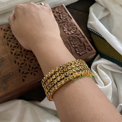 Single Line Kundan Bangle-Star-Gold Brown-Glossy-G3684