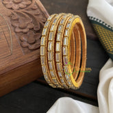 Single Line Kundan Bangle-Line-White-Glossy-G3685