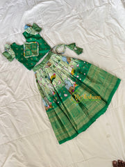 Green Pichwai Indian Traditional Girls Lehenga-VS1795