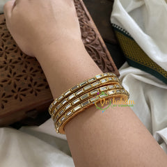 Single Line Kundan Bangle-Line-White-Glossy-G3685