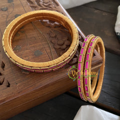 Single Line Kundan Bangle-Line-Pink-Glossy-G3686