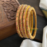 Single Line Kundan Bangle-Line-Orange brown-Glossy-G3687