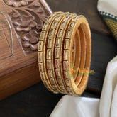 Single Line Kundan Bangle-Line-Gold Brown-Glossy-G3689