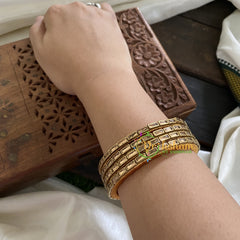 Single Line Kundan Bangle-Line-Gold Brown-Glossy-G3689