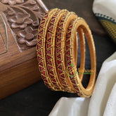 Single Line Kundan Bangle-Triangle -Maroon Glossy-g3650