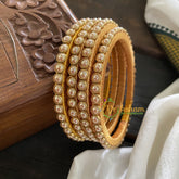 Single Line Kundan Bangle-Round-White-Glossy-G3690