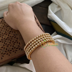 Single Line Kundan Bangle-Round-White-Glossy-G3690