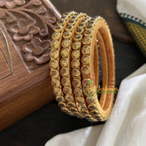 Single Line Kundan Bangle-Round-Gold Brown-Glossy-G3691