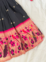 Black with Pink Paithani Lehenga Set- Indian Traditional Girls Lehenga-VS1812