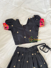Black with Pink Paithani Lehenga Set- Indian Traditional Girls Lehenga-VS1812