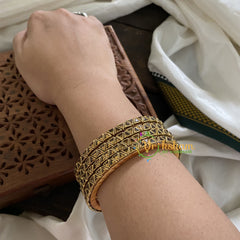 Single Line Kundan Bangle-Triangle -Mehendi Gold Glossy-g3647