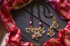 Guttapusalu black bead pendant chain-G676