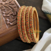 Single Line Kundan Bangle-Triangle -Orange Glossy-G3646