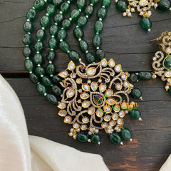 Dark Green Bead Victorian Diamond Neckpiece -VV474
