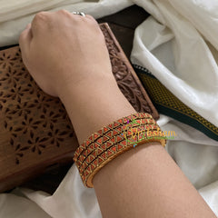 Single Line Kundan Bangle-Triangle -Orange Glossy-G3646