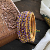 Single Line Kundan Bangle-Triangle-Violet-Glossy-G3645