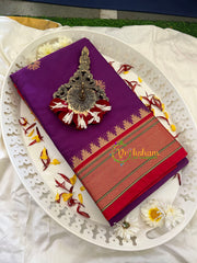 Purple with Red Rani Paithani Soft Silk Saree -VS752