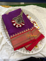Purple with Red Rani Paithani Soft Silk Saree -VS752