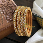 Single Line Kundan Bangle-Triangle-WHITE-Glossy-G3644