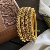 Single Line Kundan Bangle-Dice-Gold Yellow-Glossy-G3641