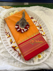 Mango yellow with Red Rani Paithani Soft Silk Saree -VS756