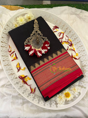 Black with Red Rani Paithani Soft Silk Saree -VS759