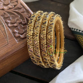Single Line Kundan Bangle-Triangle-Glossy-Gold Yellow-G3639