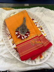 Mango yellow with Red Rani Paithani Soft Silk Saree -VS756