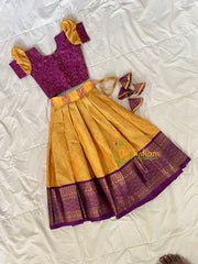 Yellow with Purple Indian Traditional Girls Lehenga-VS1805